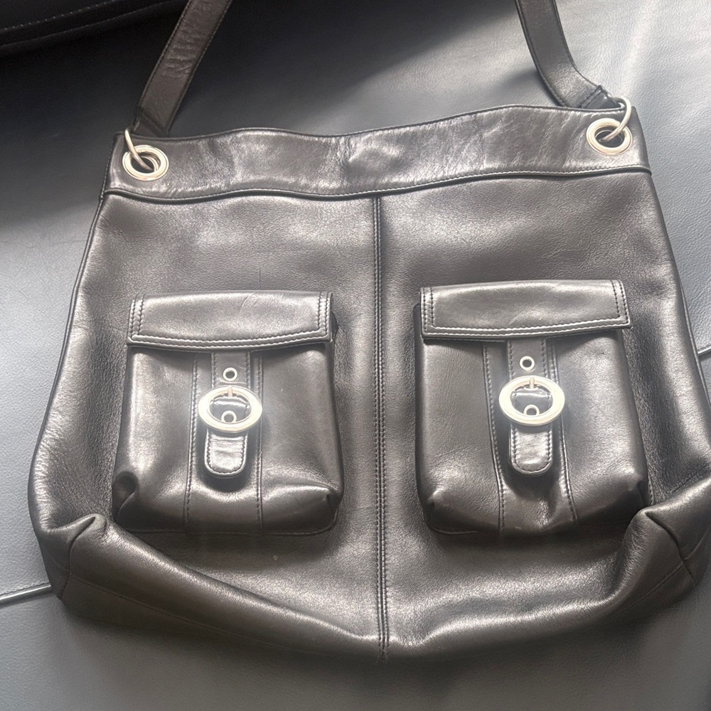 Black Leather HOBO Shoulder Bag